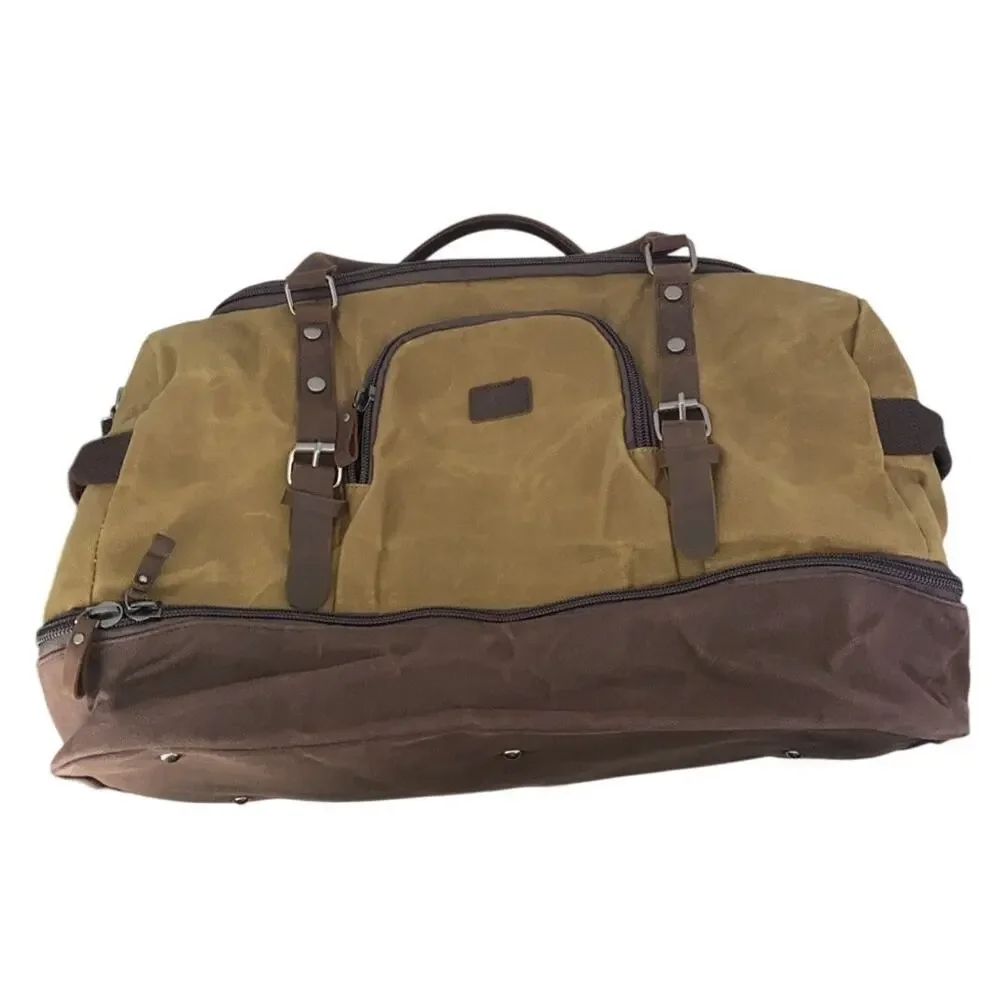 Nerlion Weekender Overnight Bag Canvas & Leather Duffel Bag